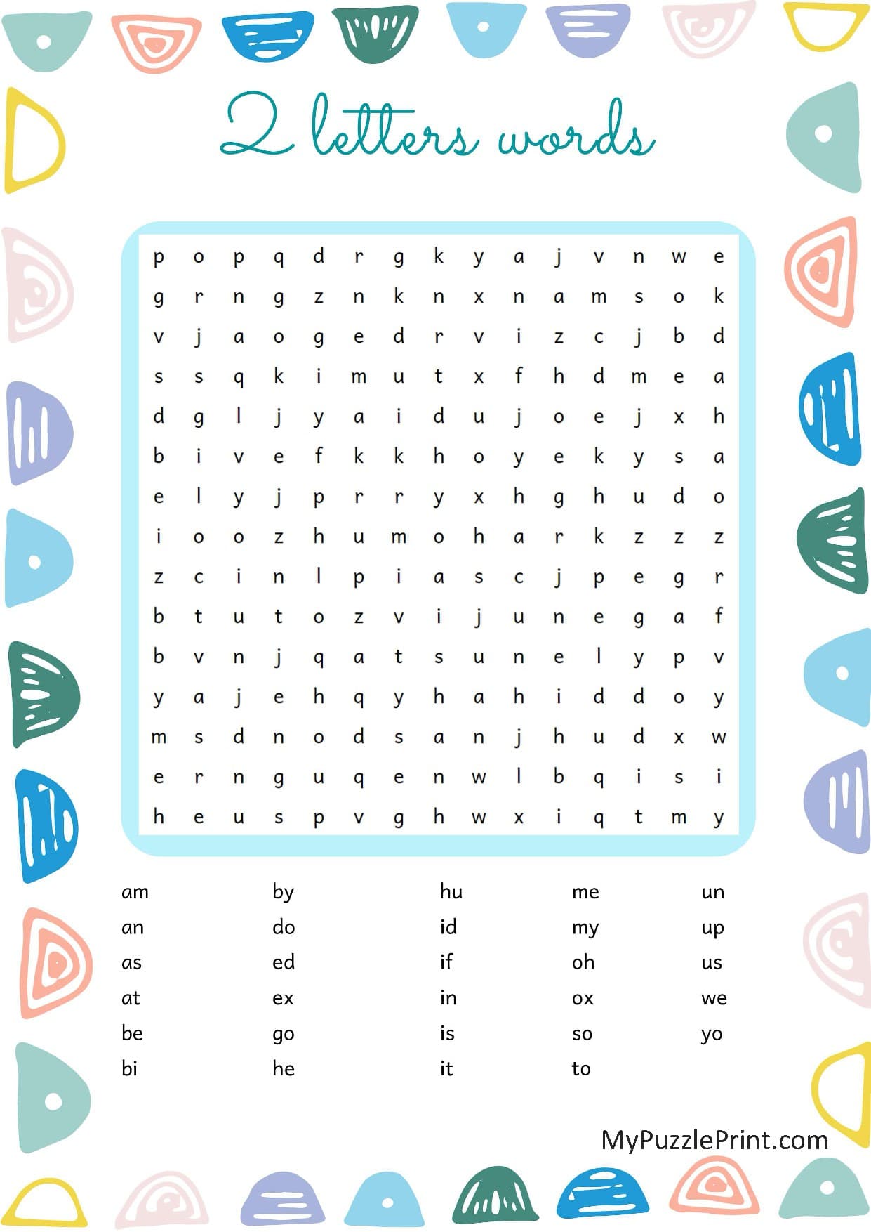 2-Letter Sight Words Word Search Puzzle #03 (Easy)