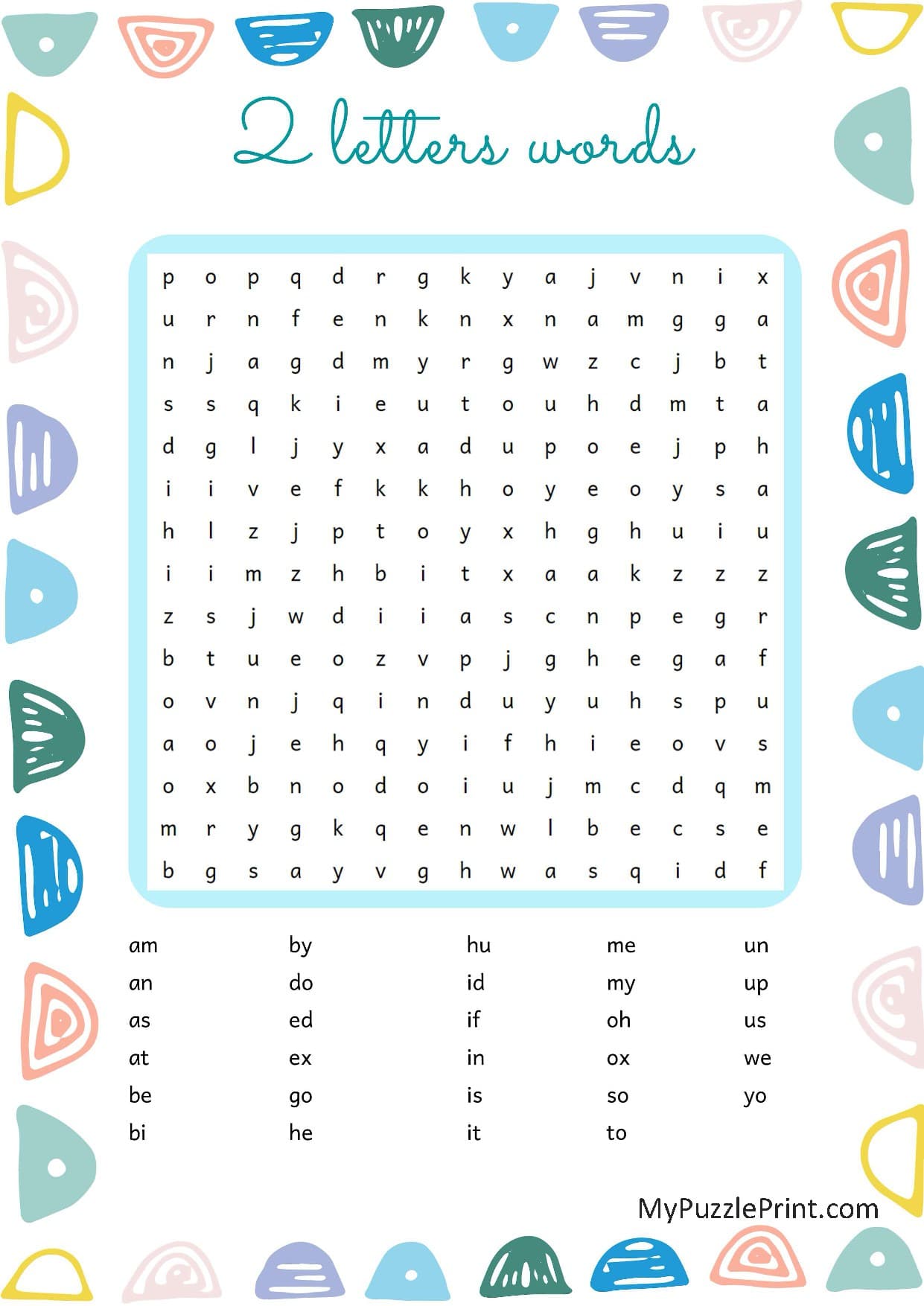 2-Letter Sight Words Word Search Puzzle #04 (Easy)