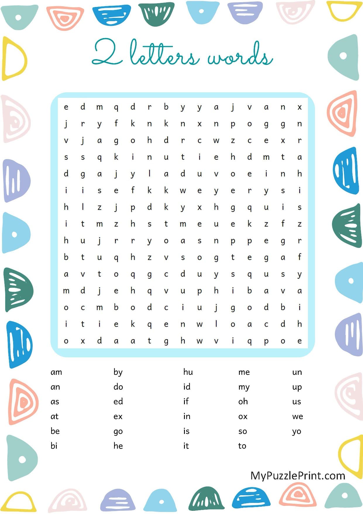 2-Letter Sight Words Word Search Puzzle #05 (Easy)