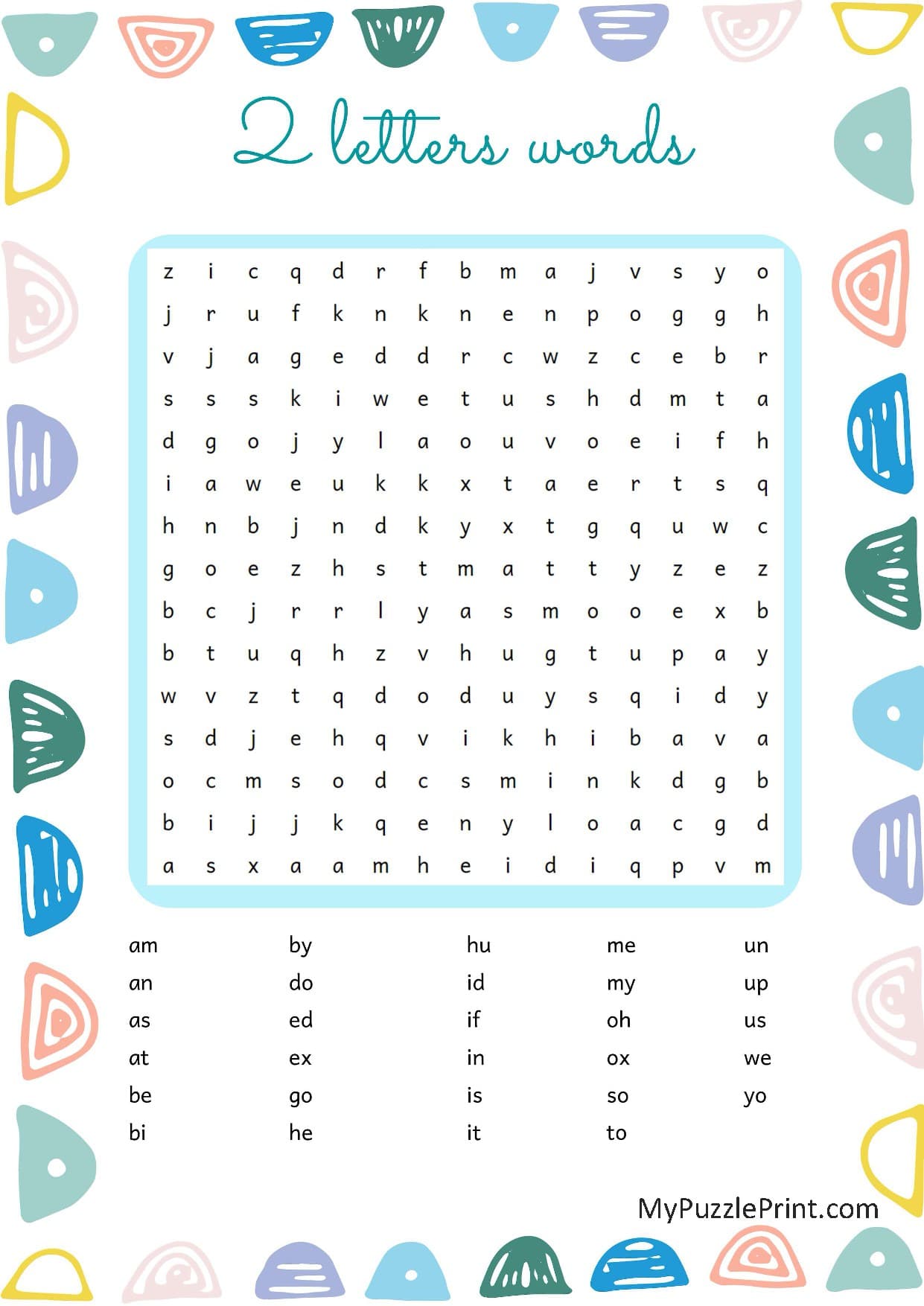 2-Letter Sight Words Word Search Puzzle #06 (Easy)