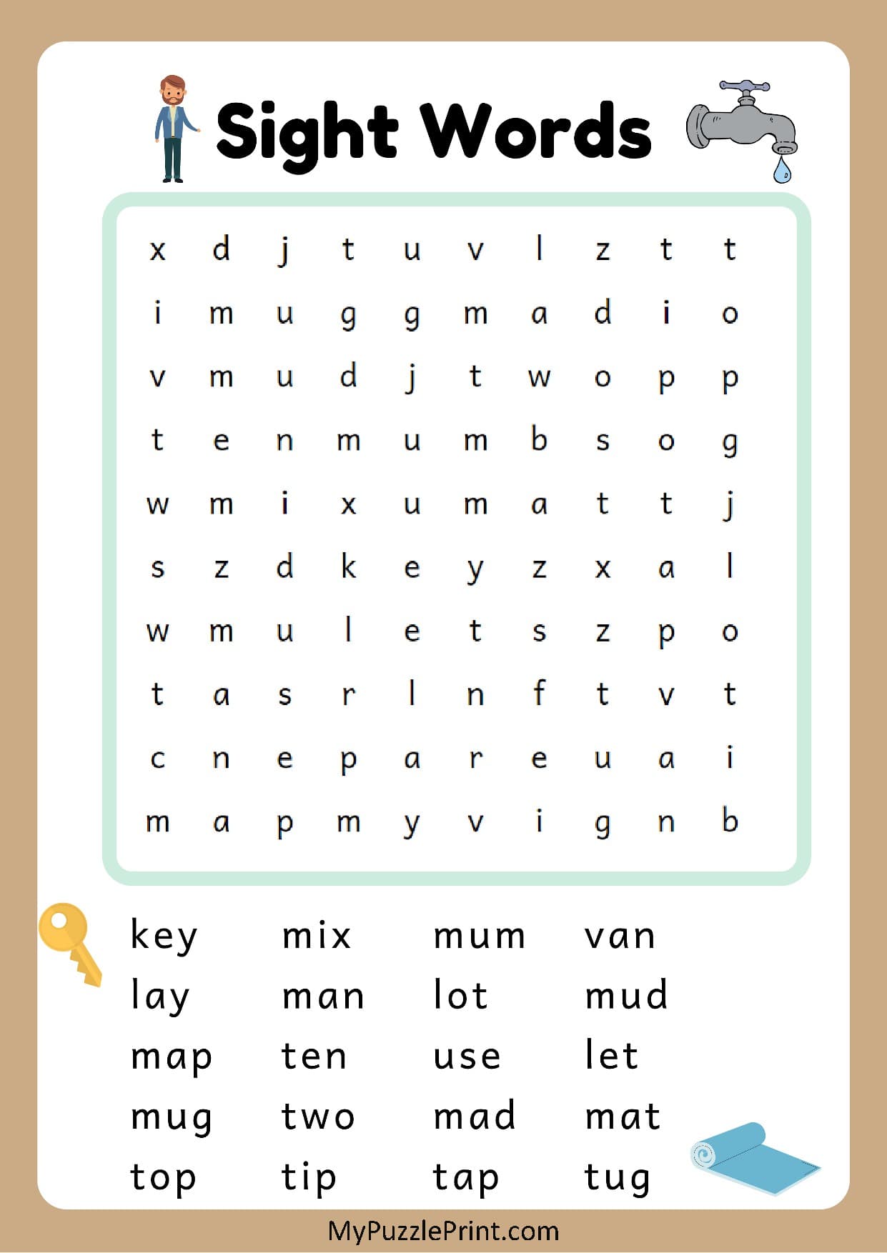 3-Letter Sight Words Word Search Puzzle #18 (Easy)
