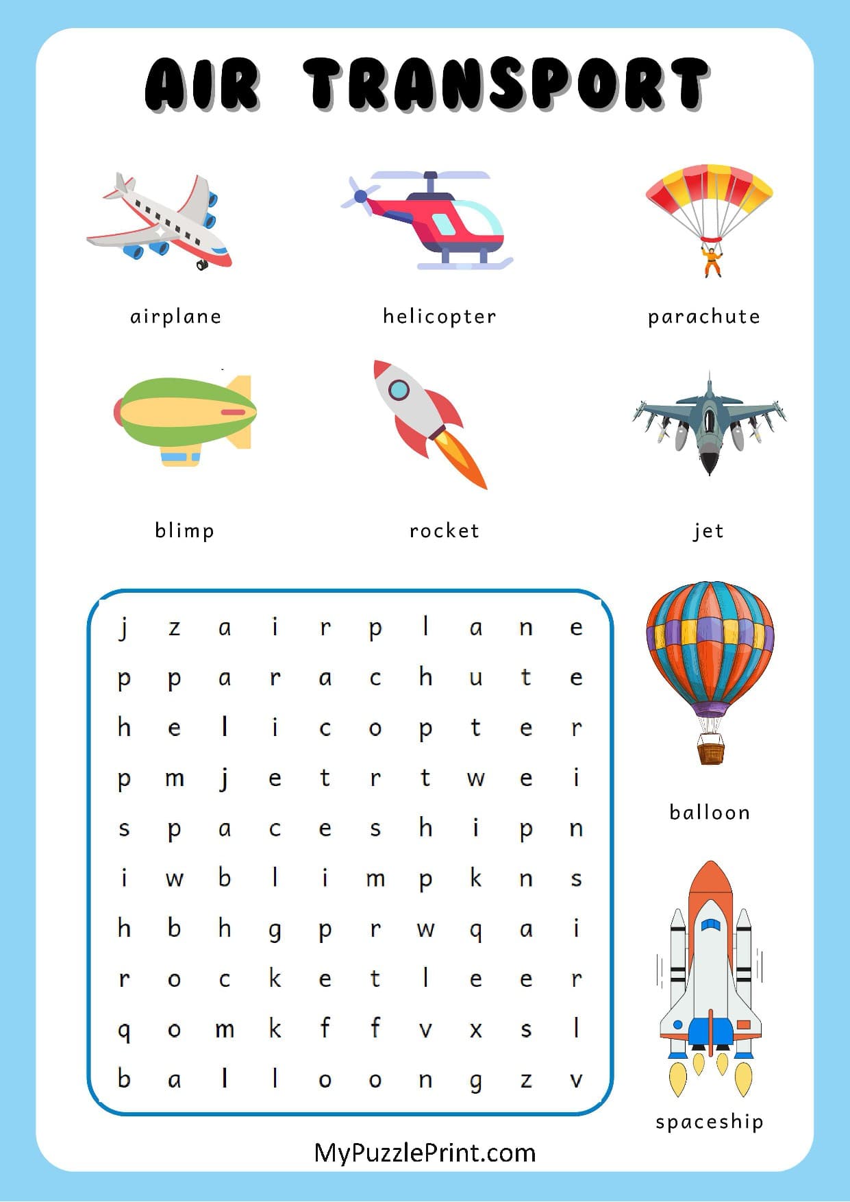 Luftverkehr Wortsuchrätsel #01 (Einfach)