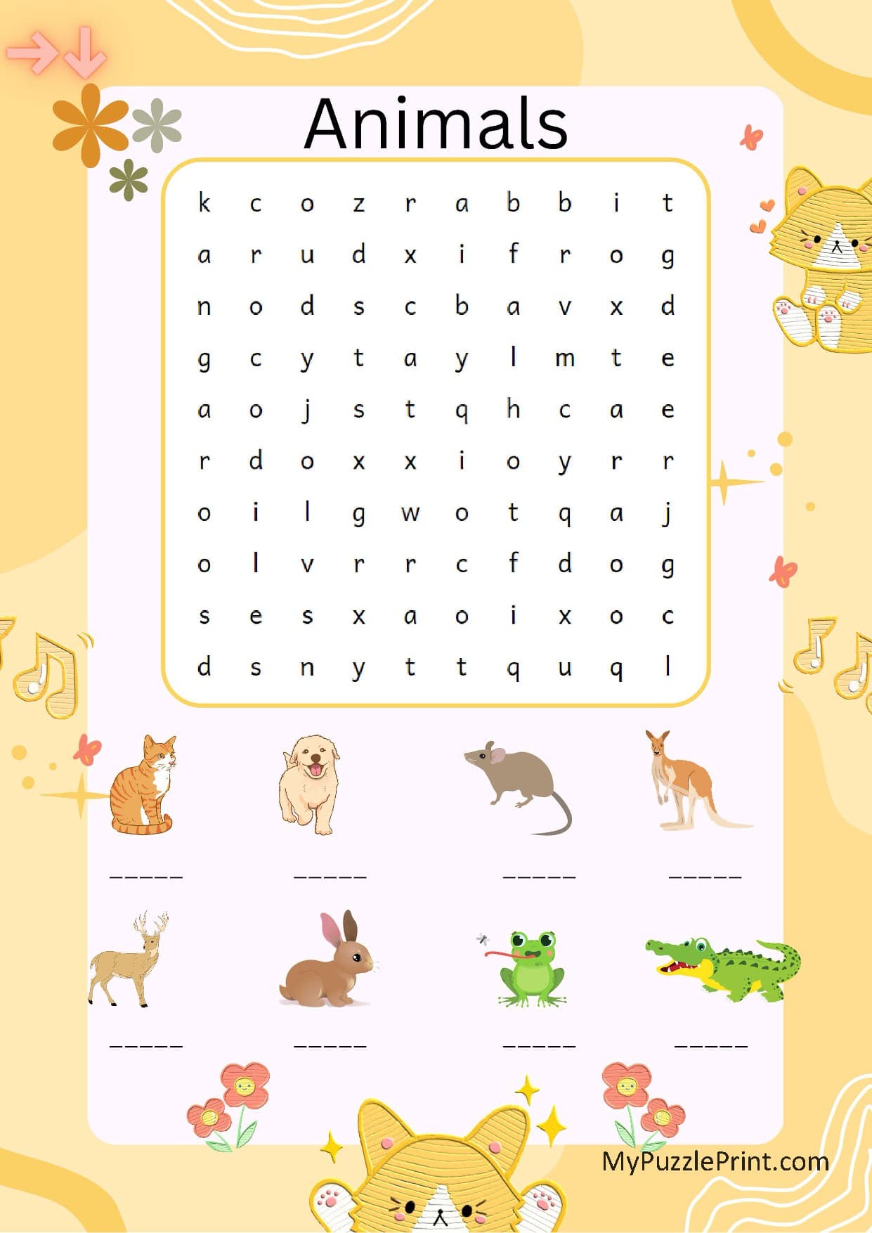 Animal Names Word Search Puzzle #03 (Hard)