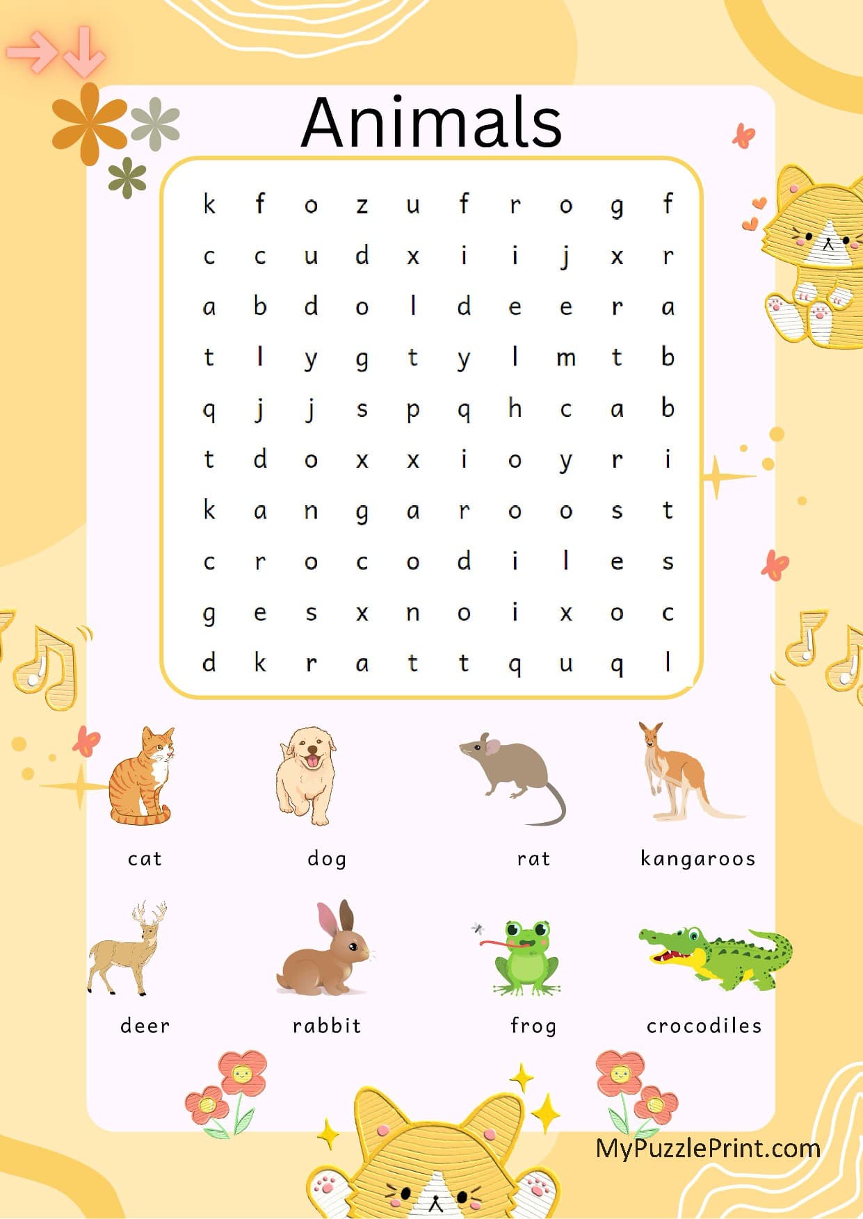 Animal Names Word Search Puzzle #04 (Easy)