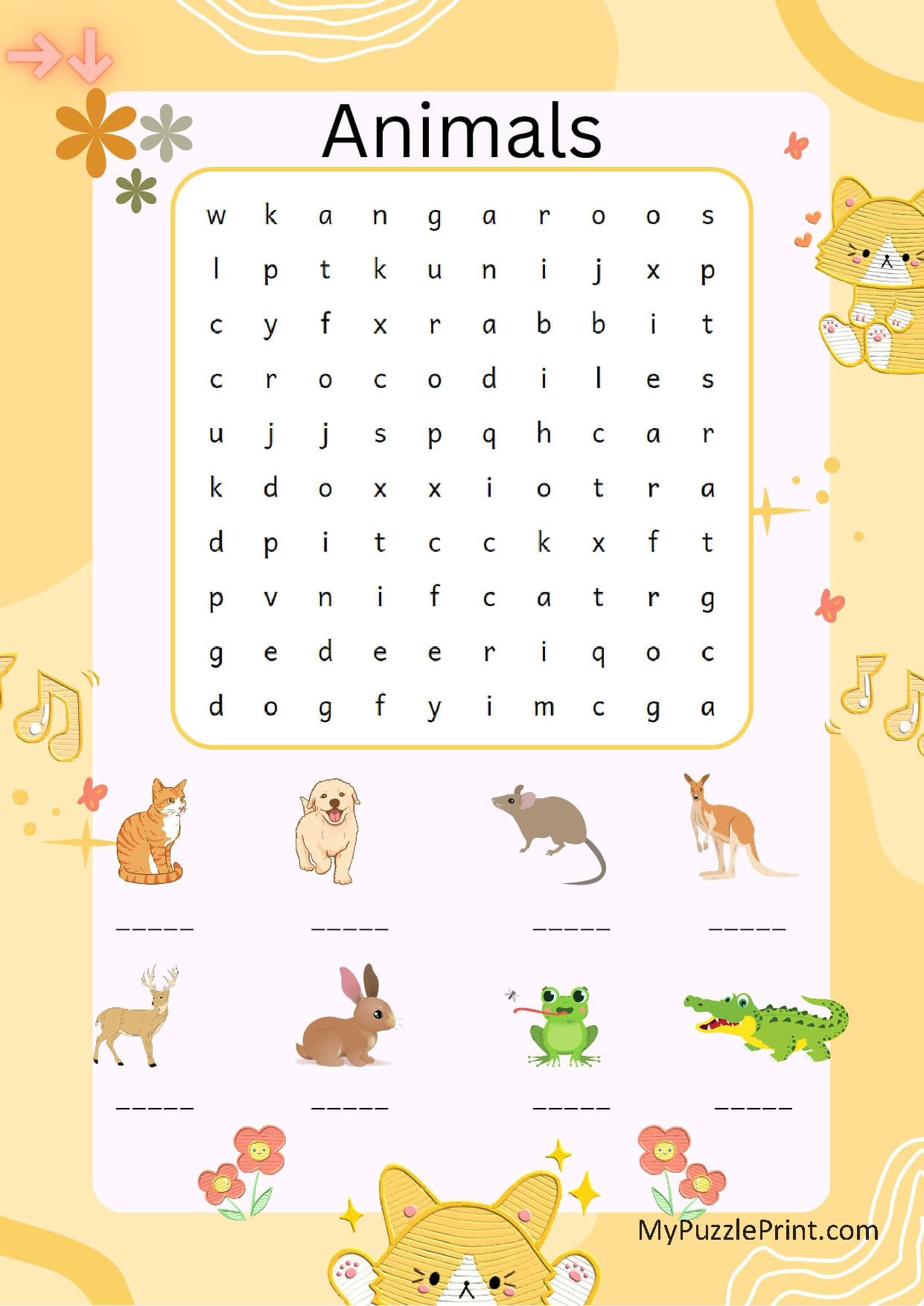 Animal Names Word Search Puzzle #06 (Hard)