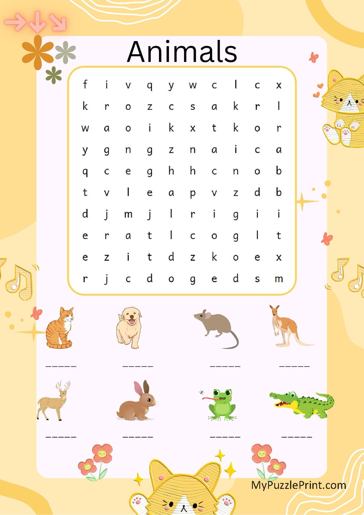 Animal Names Word Search Puzzle #09 (Hard)
