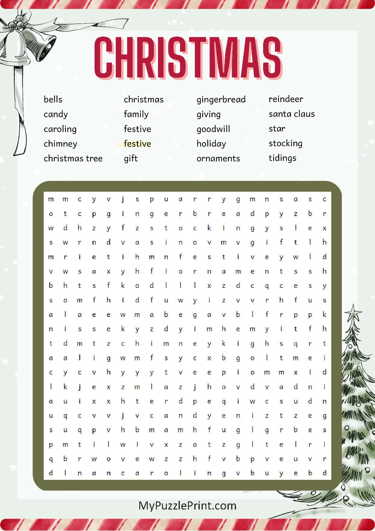 Christmas Words Word Search Puzzle #02 (Hard)