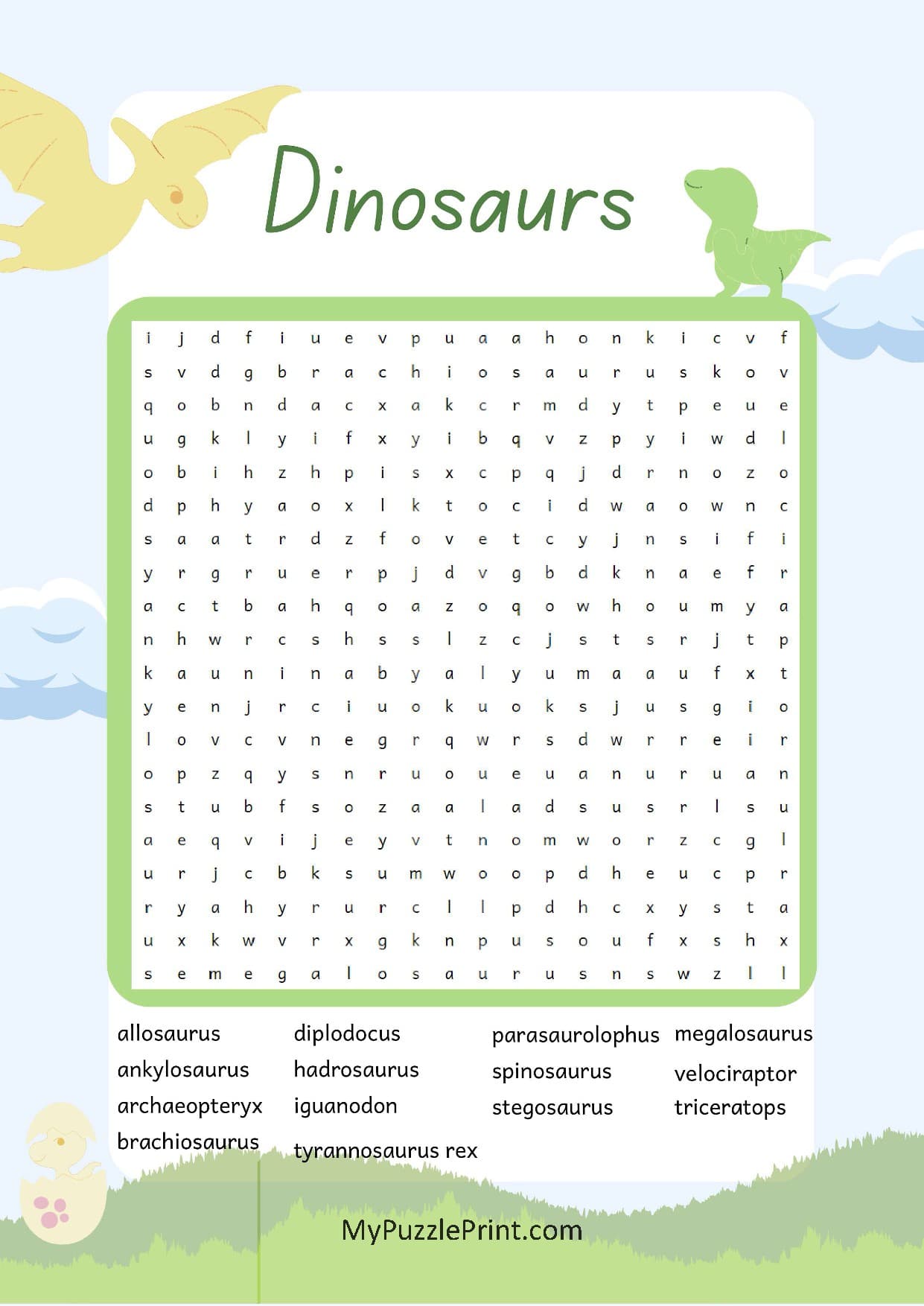 Dinosaur Names Word Search Puzzle #05 (Medium)