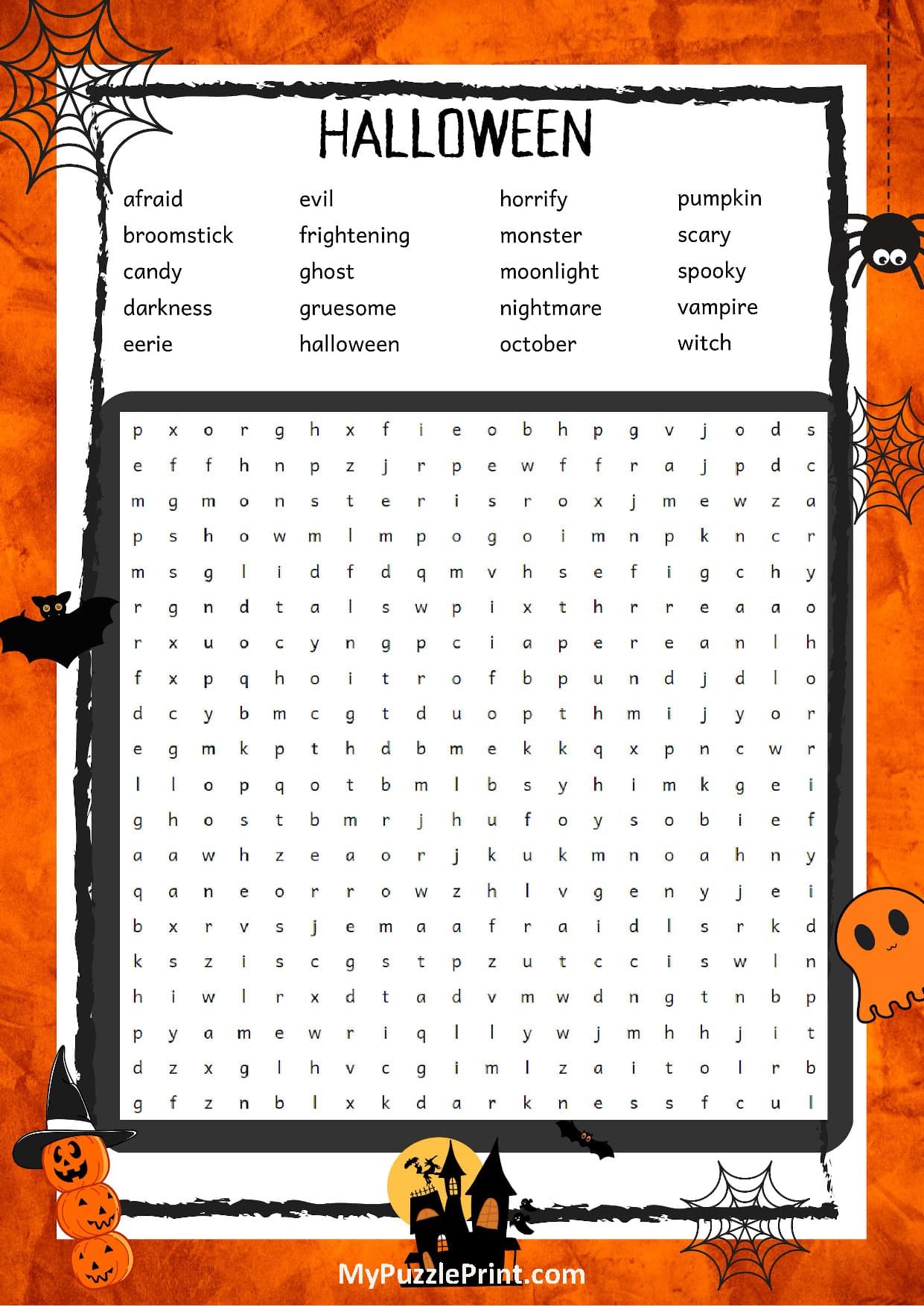 Mots Mêlés Mots d'Halloween #03 (Difficile)